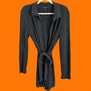 90's 00's vintage dark gray y2k cardigan duster sweater SMALL